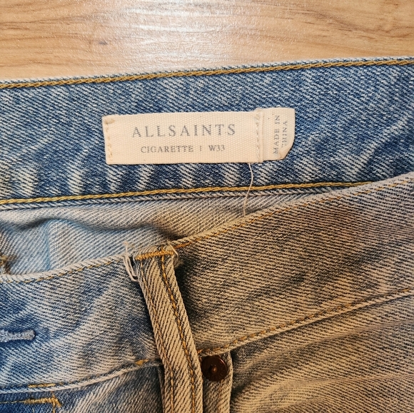 Allsaints Cigarette Jeans Stretch Slim Skinny Distressed Mens Size W33 - Picture 3 of 9